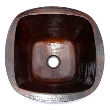 Mexican Copper Hammered Sinks -- s6002 Round Square Plain